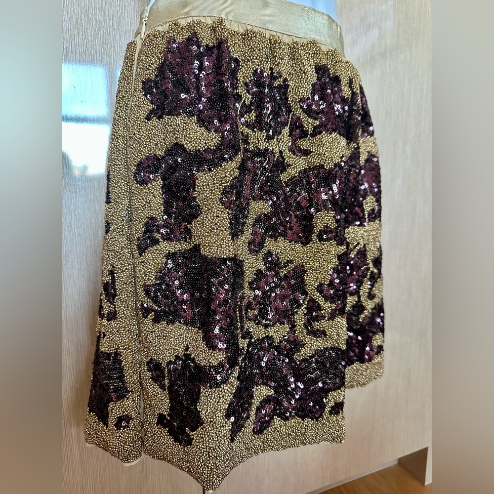Gorgeous Mini Skirt Gold Beaded and Purple Sequin Design Ready for Holidays - Picture 4 of 8